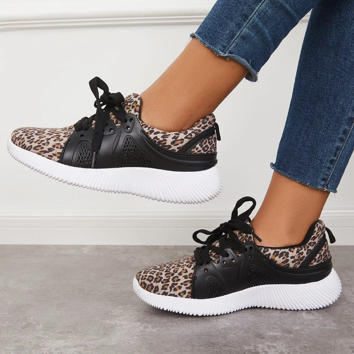 Sohiwoo  Womens Fashion Casual Leopard Sneakers Imily Bela