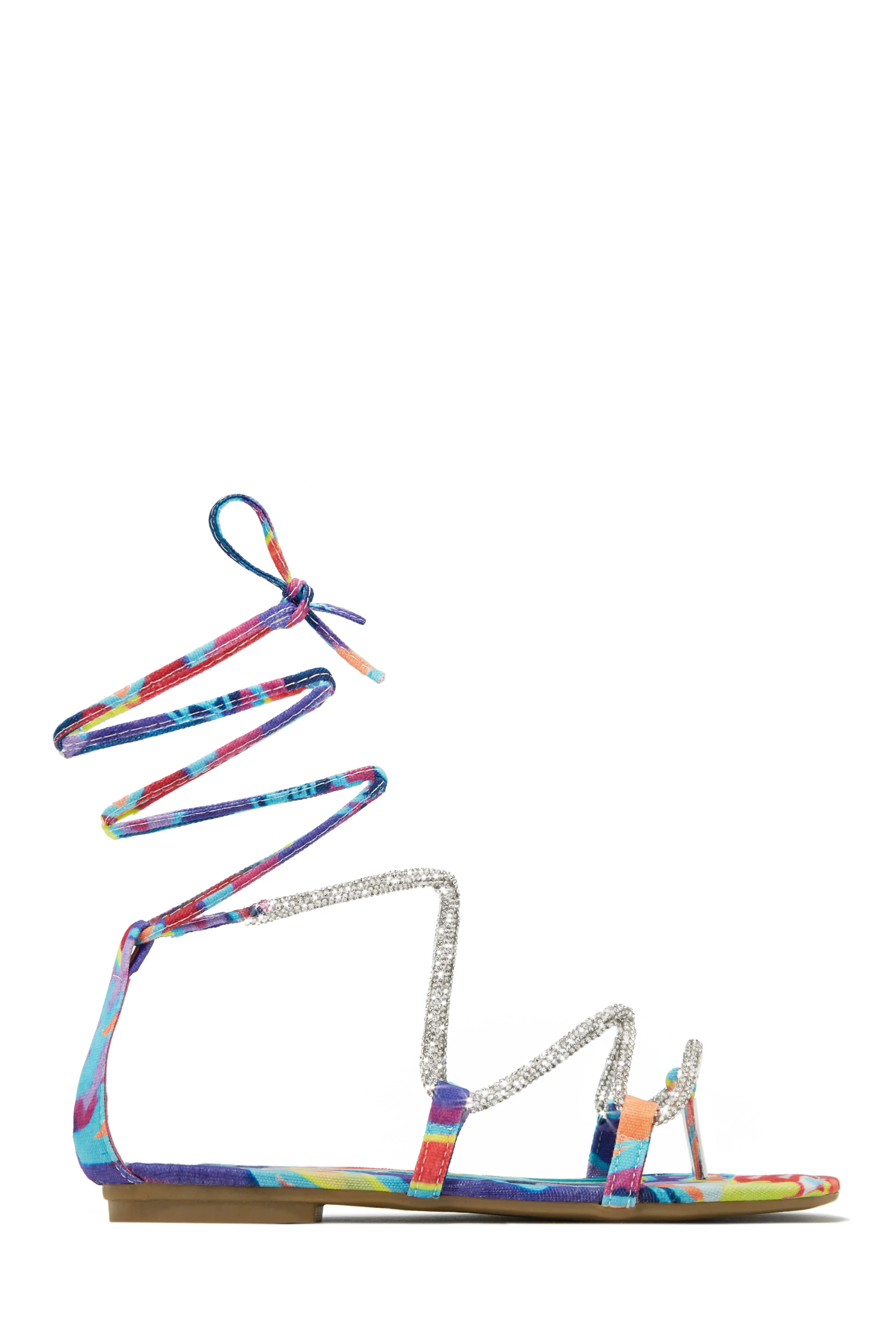 Vegas Weekend Embellished Lace Up Sandals - Multi