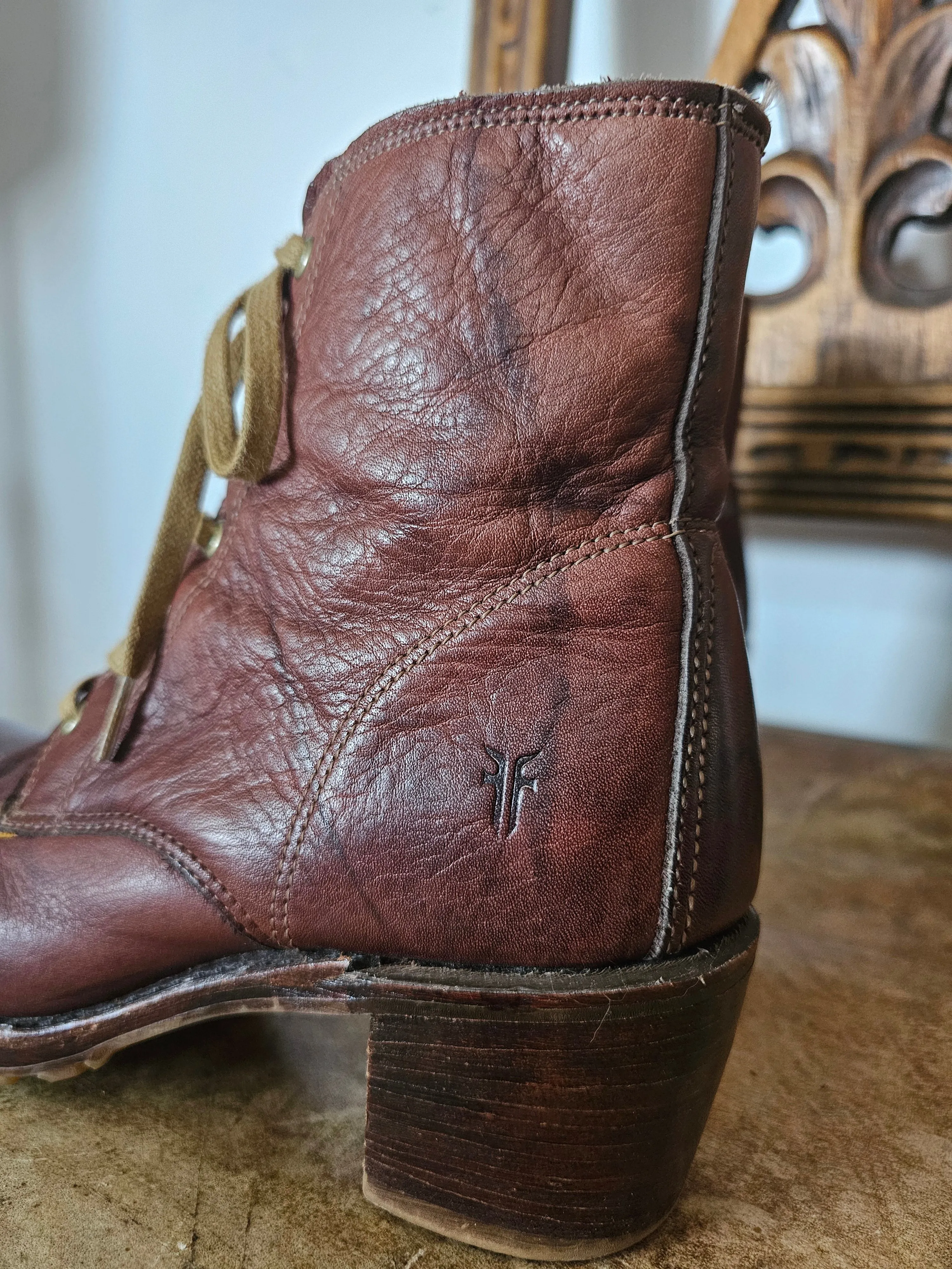 Vintage Frye Leather Lace-Up Boots – Made in USA (Size 7, True to Size)