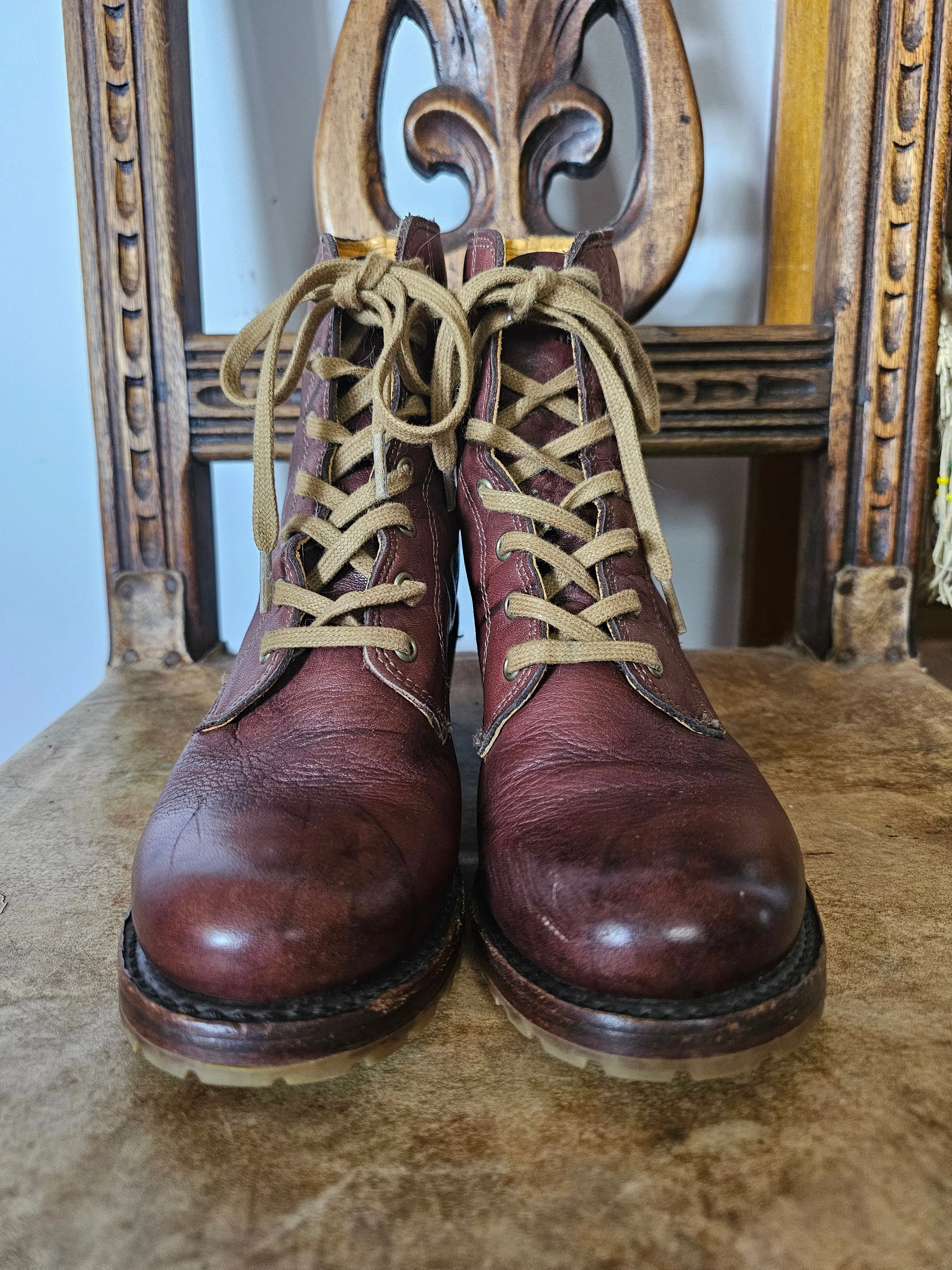 Vintage Frye Leather Lace-Up Boots – Made in USA (Size 7, True to Size)