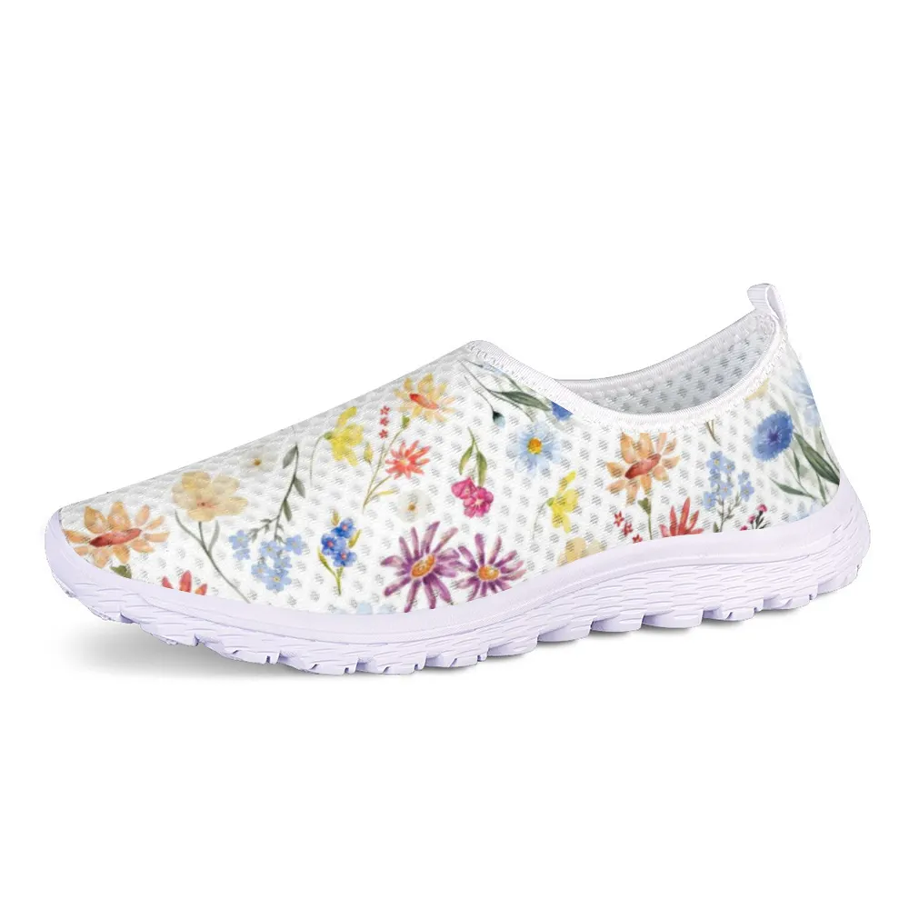 Wildflowers Painted White Non-Slip Sneakers Lightweight