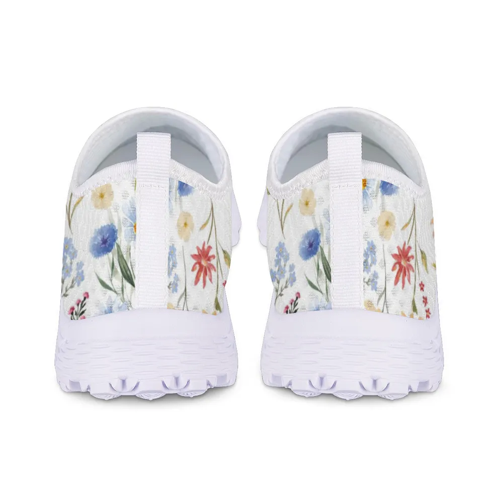 Wildflowers Painted White Non-Slip Sneakers Lightweight